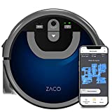 ZACO W450 Robot mopa con depósito de Agua Fresca y Sucia Extra (Nuevo 2021), hasta 80 min de fregado en húmedo, para Suelos Duros, navegación con cámara Inteligente, Control con App y Alexa, Azul